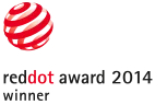 A badge of the winner in the Red Dot Design Award 2014 contest for the Nosiboo Pro Electric Nasal Aspirator