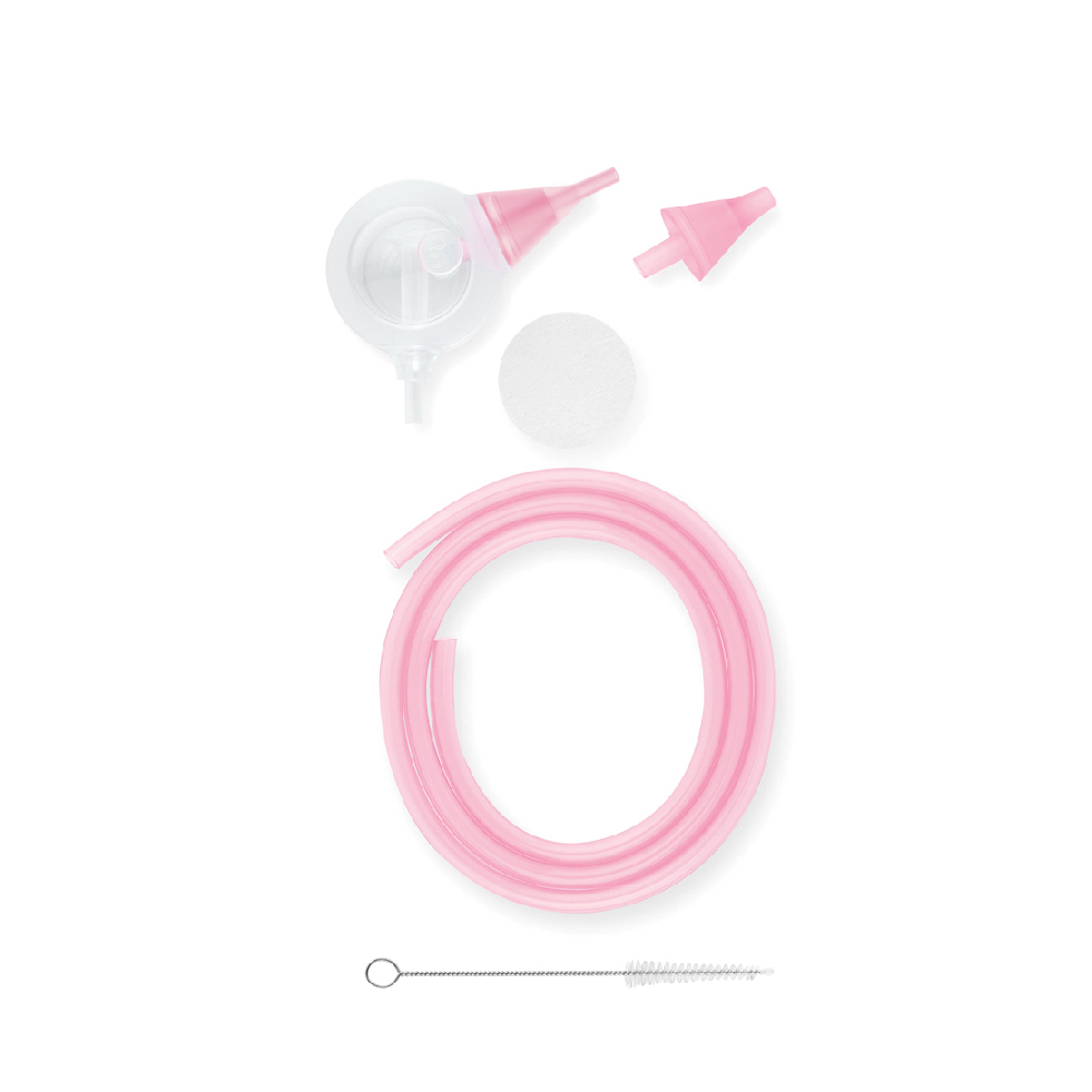 Contenu de l'ensemble d'accessoires Nosiboo Pro rose.