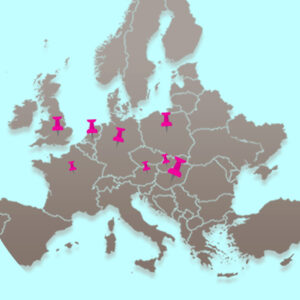 Une carte de l'Europe montrant les pays dans lesquels Nosiboo est distribué.